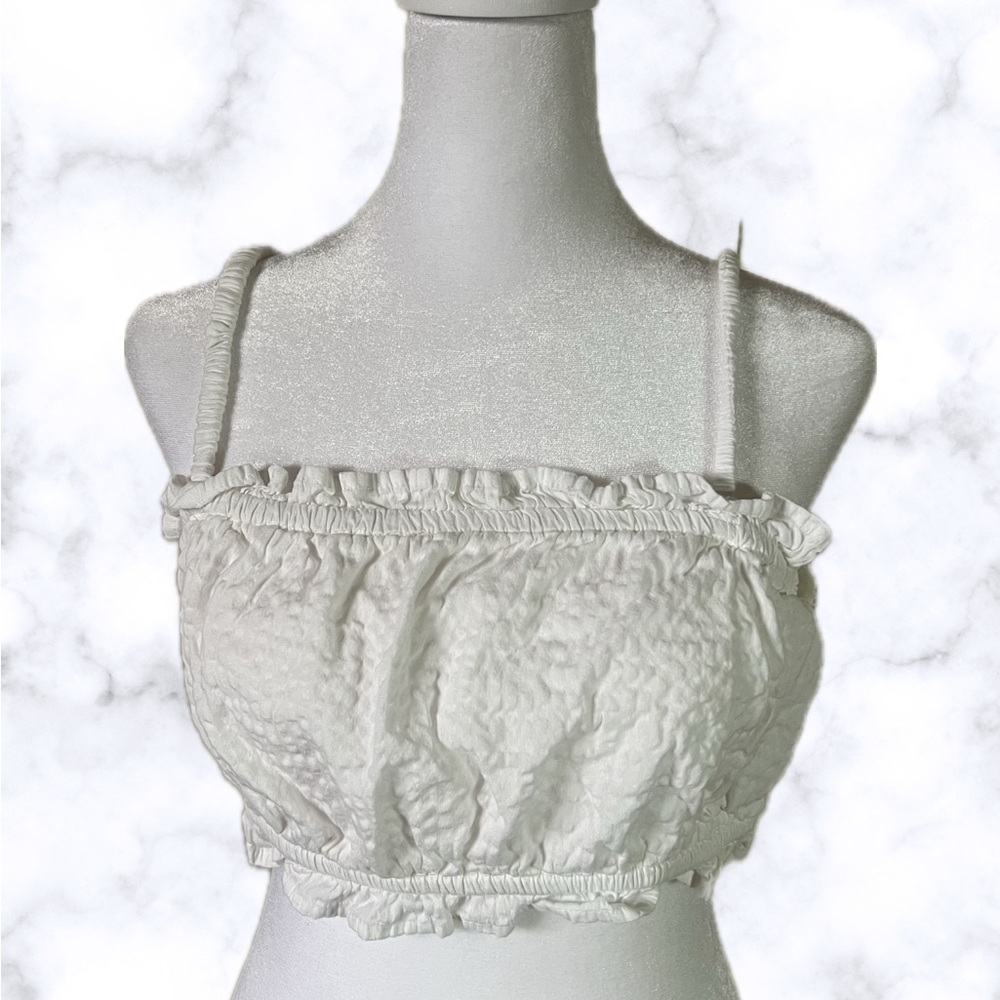 White Ruffled Crop Top